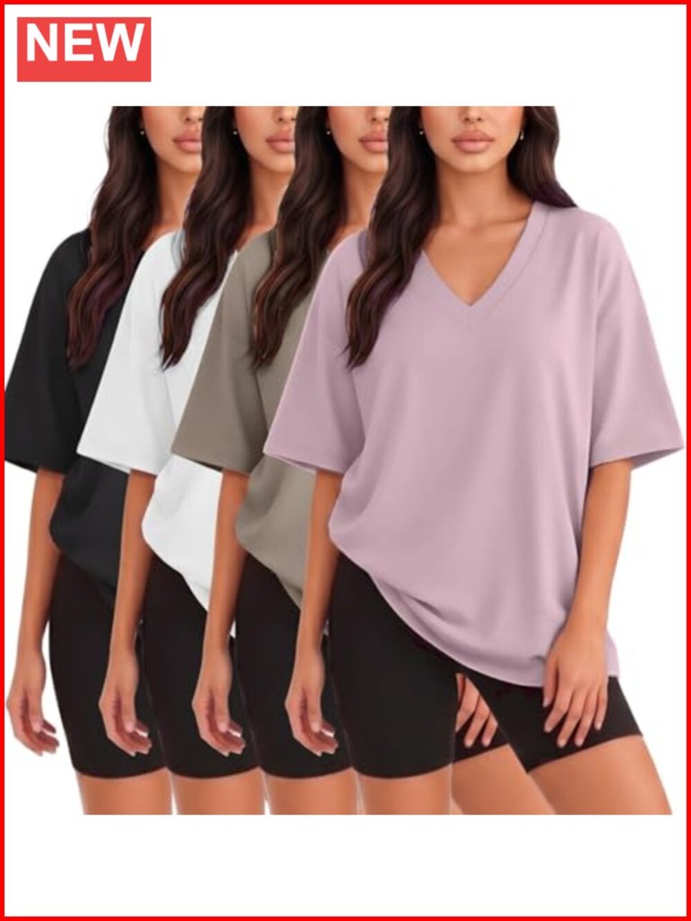 Oversized Drop Shoulder V-Neck T-Shirts Polyester Spandex Dry Fit Tees